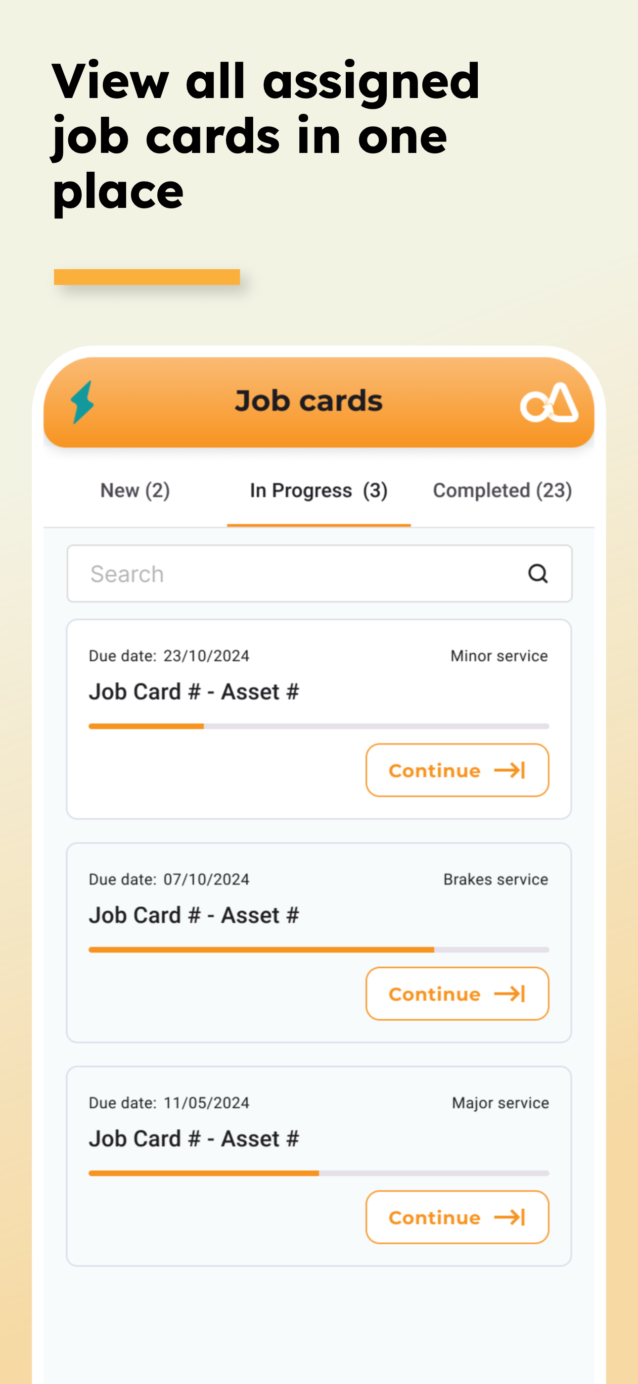 Job cards list view