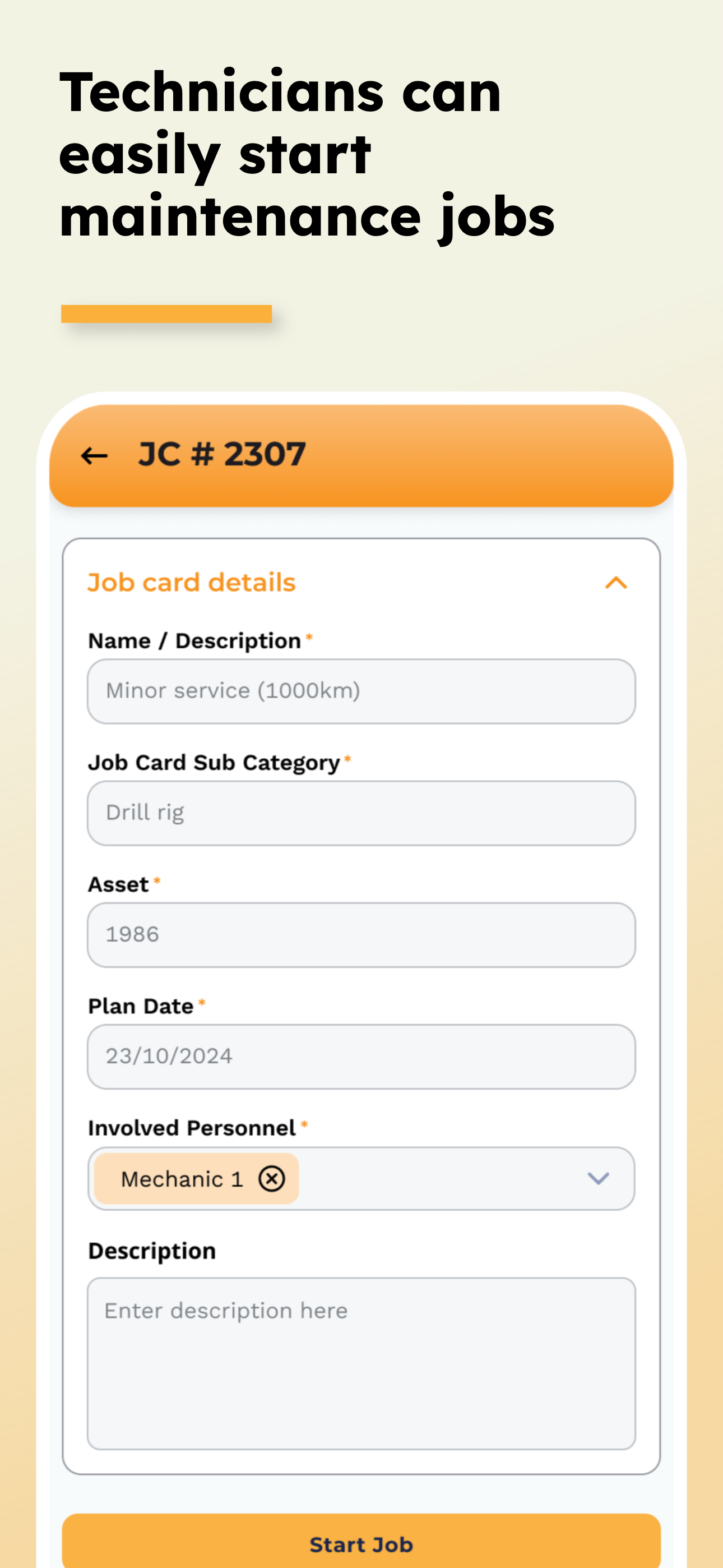 Job card details